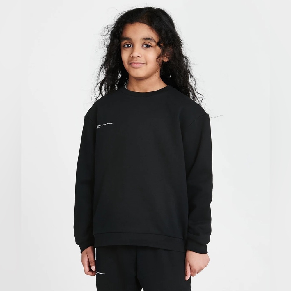 Pangaia Kids 365 Black Luxury Designer Crewneck Sweatshirt Unisex Boys 6
